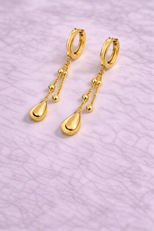 925 Silver Teardrop Earrings | CZ Chain Drop Hoop | Minimal Sterling Silver Jewelry