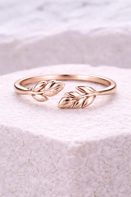 925 Silver Open Leaf Ring | Minimal Botanical Adjustable Ring | Nature Jewelry
