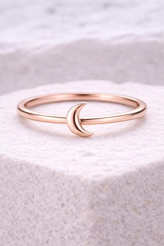 925 Silver Moon Ring | Minimal Crescent | Sterling Silver Celestial