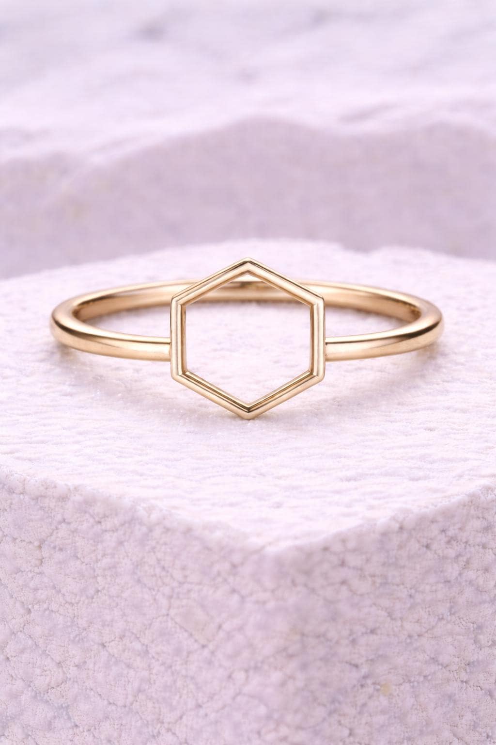 925 Silver Hexagon Ring | Minimal Geometric | Sterling Silver Modern Band |