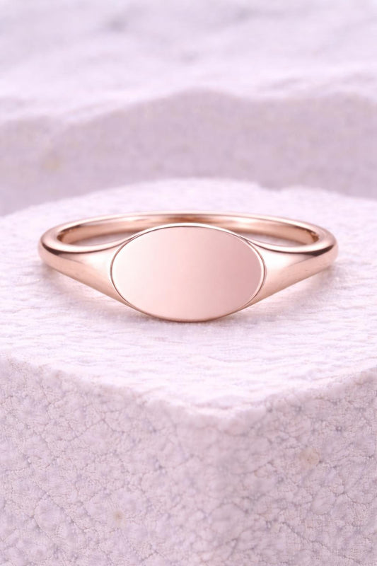 925 Sterling Silver Oval Signet Ring | Minimalist Polished Band
