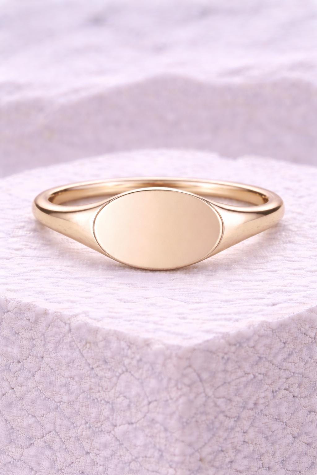 925 Sterling Silver Oval Signet Ring | Minimalist Polished Band
