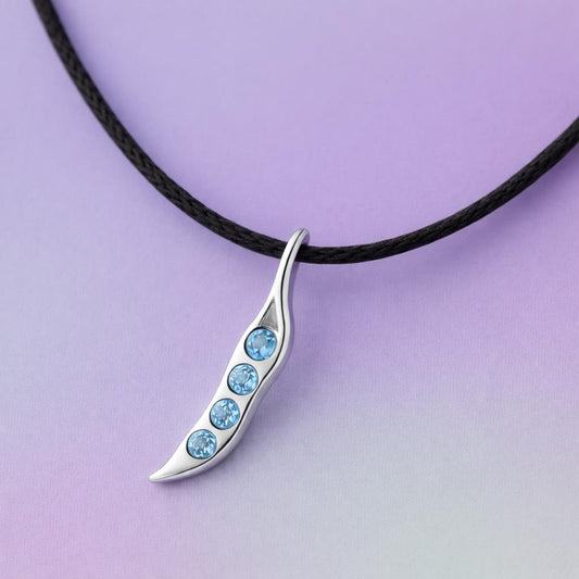 925 Silver Aquamarine CZ Pendant Minimal Blue Necklace