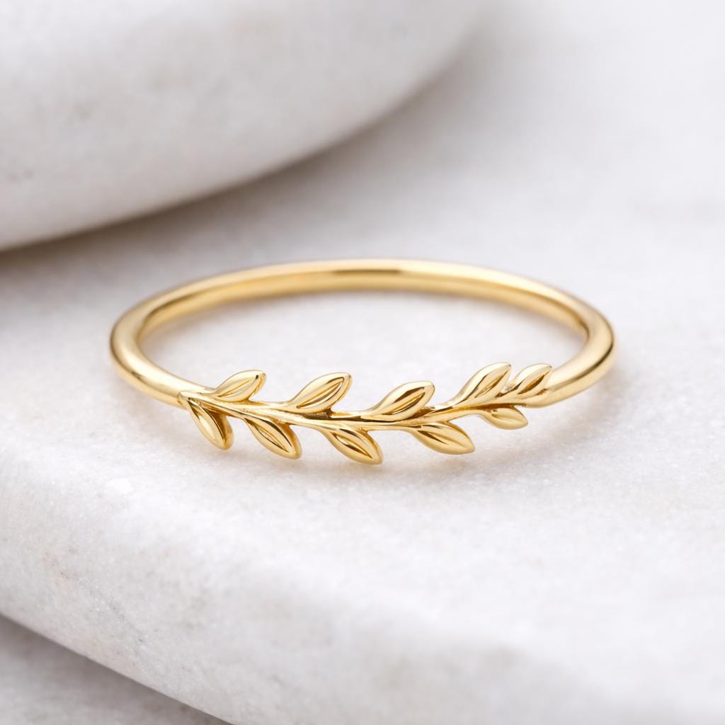 Sterling Silver Leaf Ring | Minimalist Botanical Band