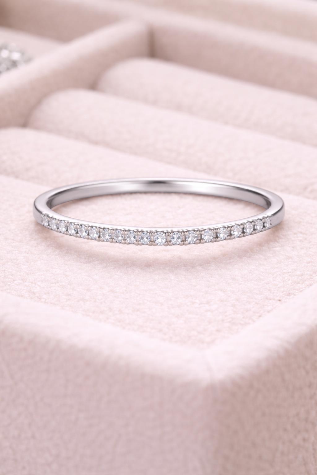 Sterling Silver CZ Eternity Band Ring | Stackable Jewelry