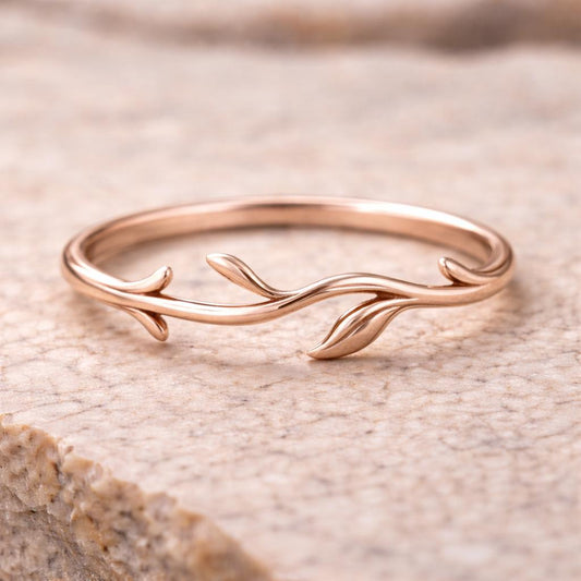 Sterling Silver Olive Leaf Ring | Minimalist Wrap Band
