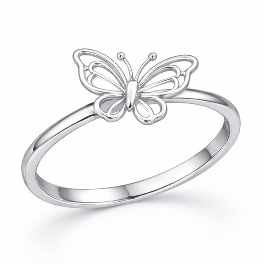 925 Sterling Silver Butterfly Ring Minimalist Dainty Nature Ring Gift for Her