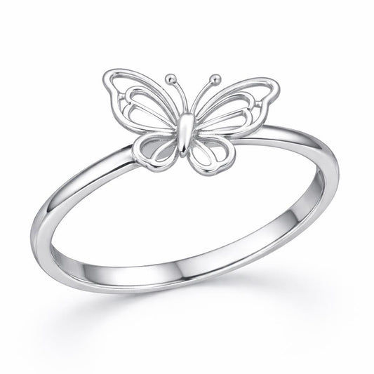 925 Sterling Silver Butterfly Ring Minimalist Dainty Nature Ring Gift for Her