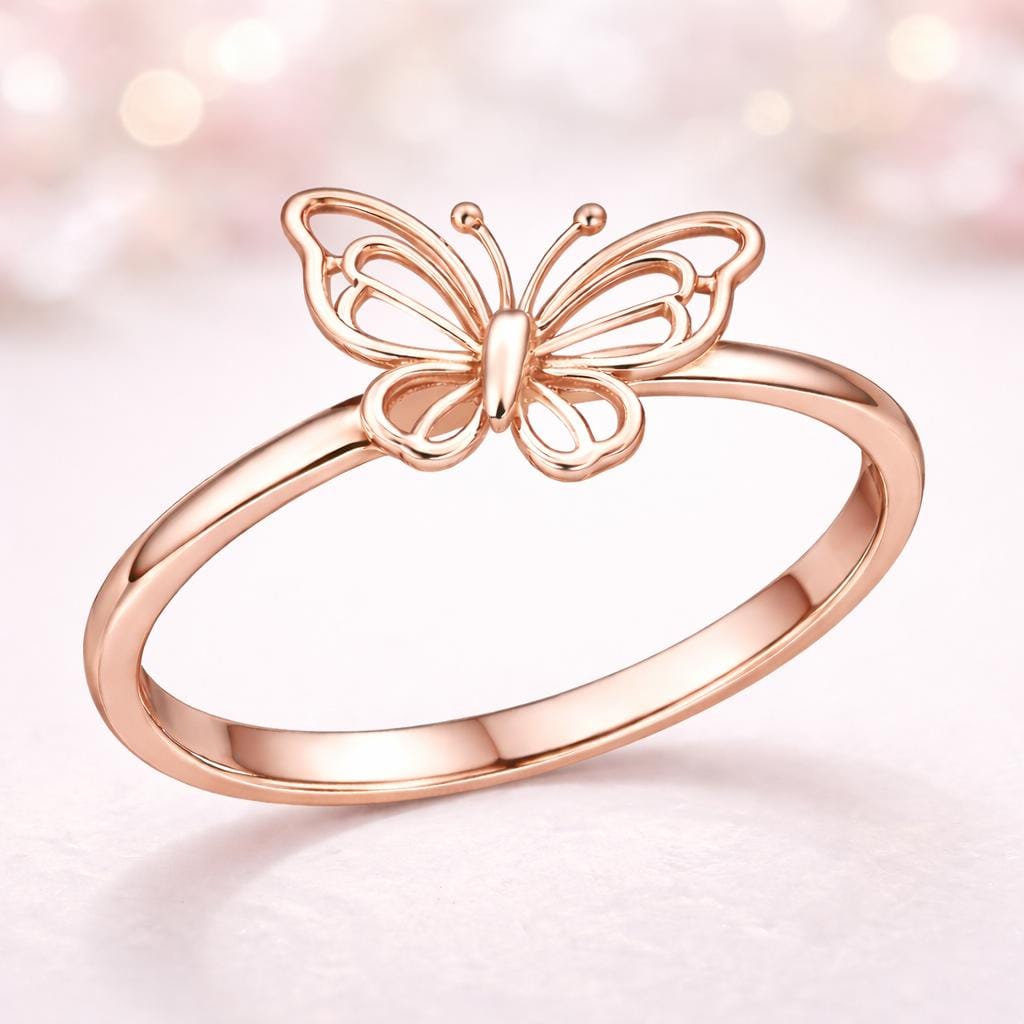 925 Sterling Silver Butterfly Ring Minimalist Dainty Nature Ring Gift for Her