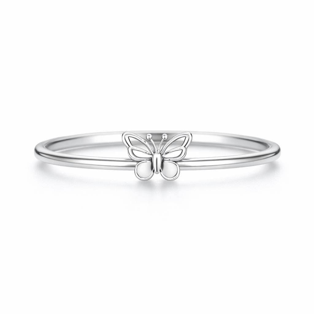 925 Sterling Silver Butterfly Ring Dainty Minimal Nature Band Gift for Her
