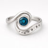 London Blue Topaz Celestial Ring: Sterling Silver Spiral Star Band