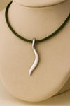 925 Silver Wavy Pendant Necklace | Sterling Silver Minimal Charm | Modern Abstract Unisex Jewelry