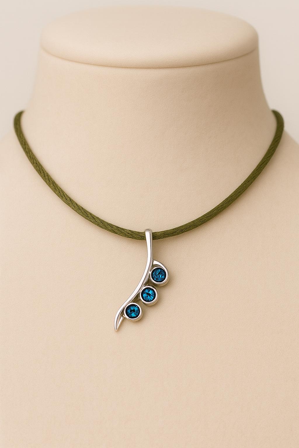 London Topaz Silver Pendant Necklace | 925 Sterling Silver Blue Stone Curve Charm | Minimal