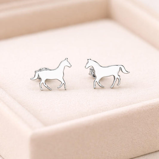 925 Silver Horse Stud Earrings Minimal Animal Silver Studs Gift