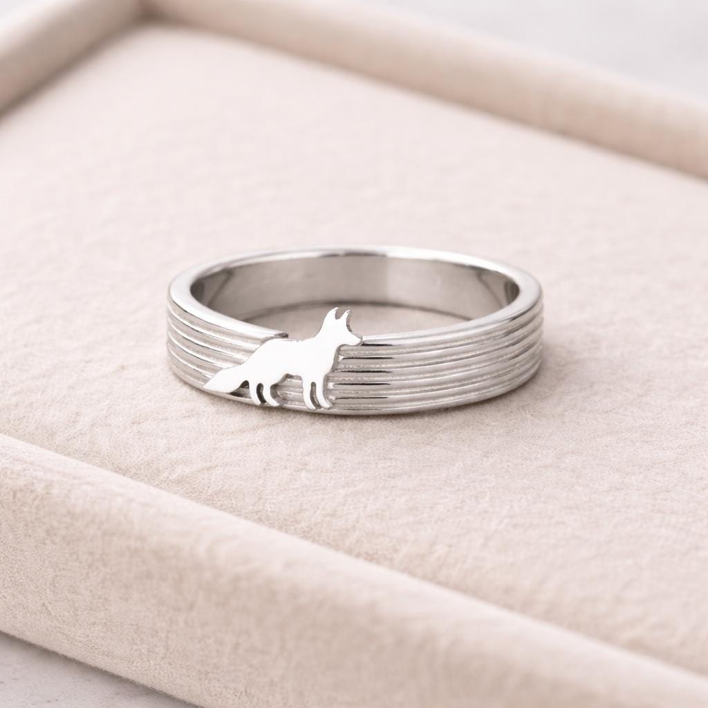 925 Silver Fox Ring Minimal Animal Band Dainty Nature Jewelry Gift