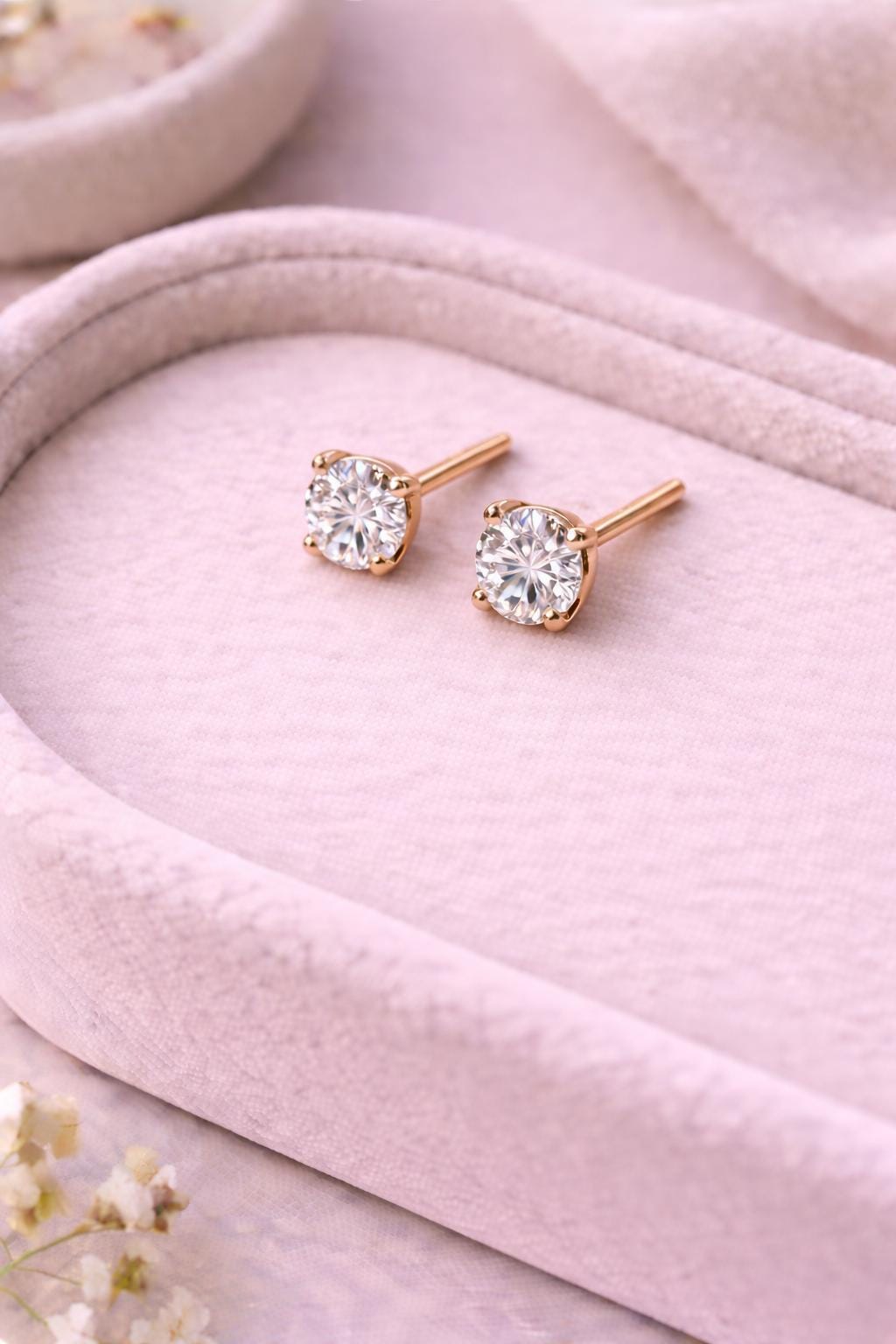 CZ Silver Stud Earrings | 925 Sterling Silver Round Solitaire Studs | Classic Dainty Everyday Jewelry