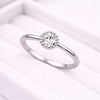 Round CZ Silver Ring | 925 Sterling Silver Halo Solitaire | Minimal Dainty Engagement