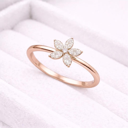 CZ Flower Silver Ring | 925 Sterling Silver Floral | Minimal Dainty Sparkle Gift