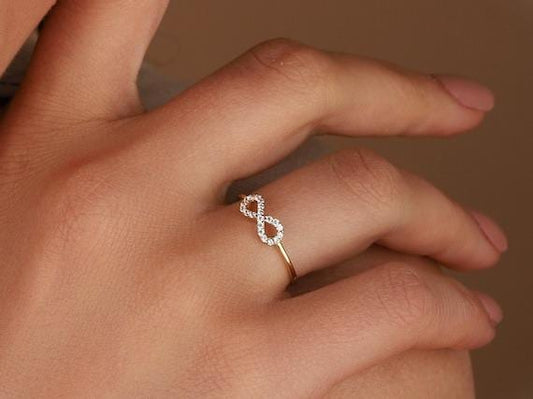 Sterling Silver Infinity Ring Dainty CZ Promise Band