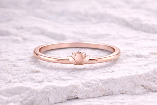 925 Silver Lotus Ring Minimal Floral Band Dainty Ring Gift for Women Spiritual Jewelry