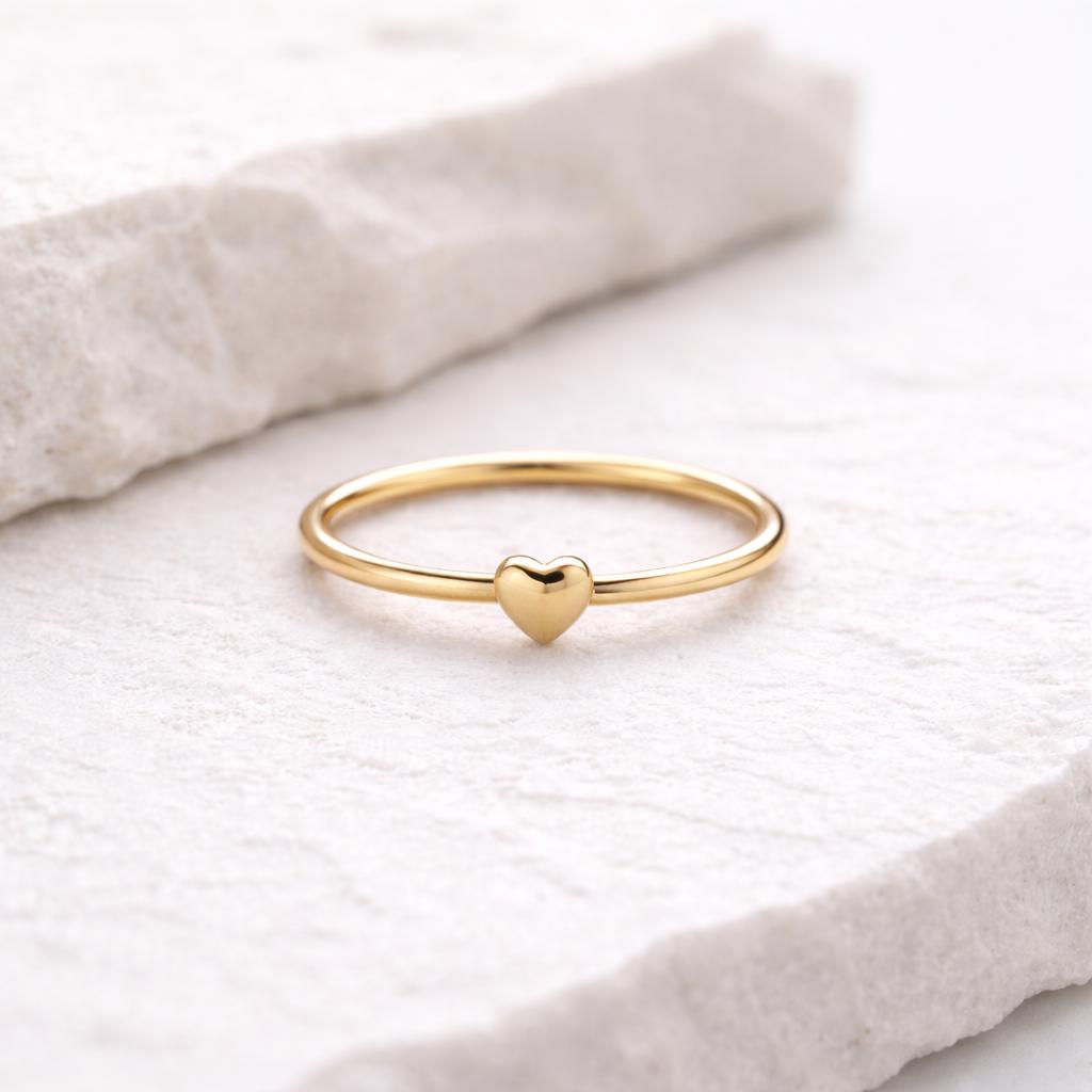 925 Silver Tiny Heart Ring Minimal Love Band Dainty Promise Ring Gift for Her