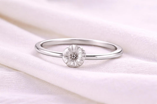 925 Silver Daisy Flower Ring Minimal Floral Dainty Nature Jewelry
