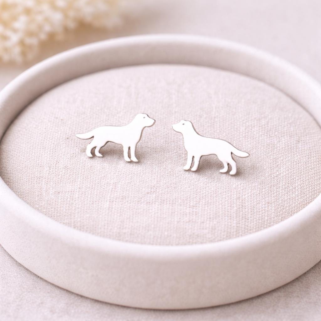 Sterling Silver Dog Stud Earrings â Minimalist Puppy Jewelry