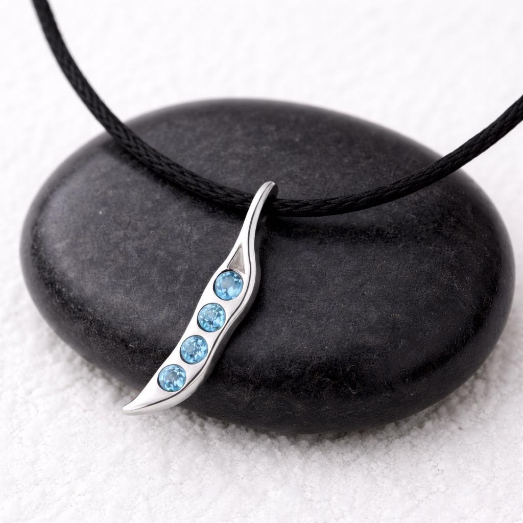 925 Silver Aquamarine CZ Pendant Minimal Blue Necklace