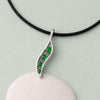925 Silver Green CZ Pendant Necklace Minimal