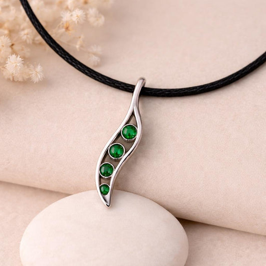 925 Silver Green CZ Pendant Necklace Minimal