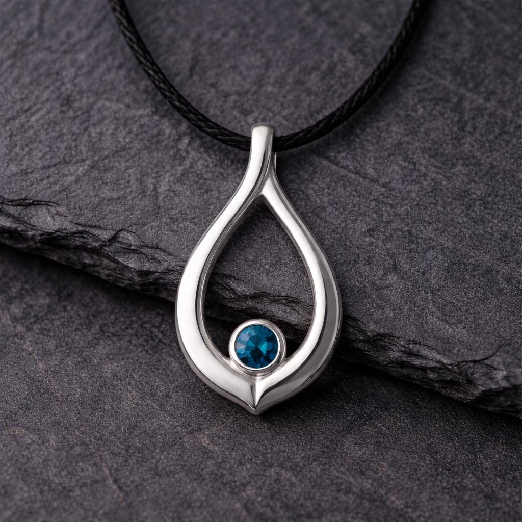925 Silver London Blue Topaz Teardrop Pendant Necklace