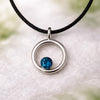 925 Silver London Topaz Pendant Necklace – Minimal Circle Blue Topaz Charm, Gift for Her