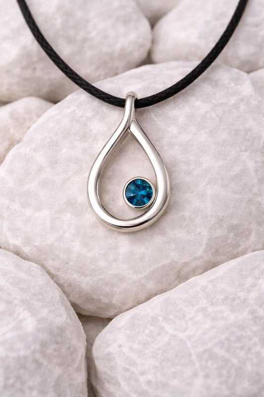 925 Silver London Topaz Teardrop Pendant Necklace – Minimal Blue Gem Gift for Her