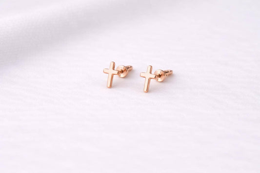 925 Sterling Silver Cross Stud Tiny Minimal Cross Dainty Religious Everyday Jewelry