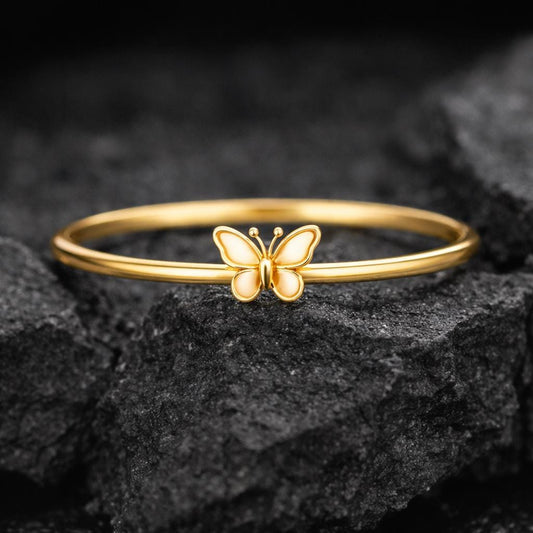 925 Sterling Silver Butterfly Ring Minimal Dainty Thin Band Gift for Her