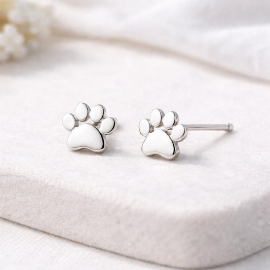 925 Sterling Silver Paw Stud Earrings Minimal Pet Jewelry