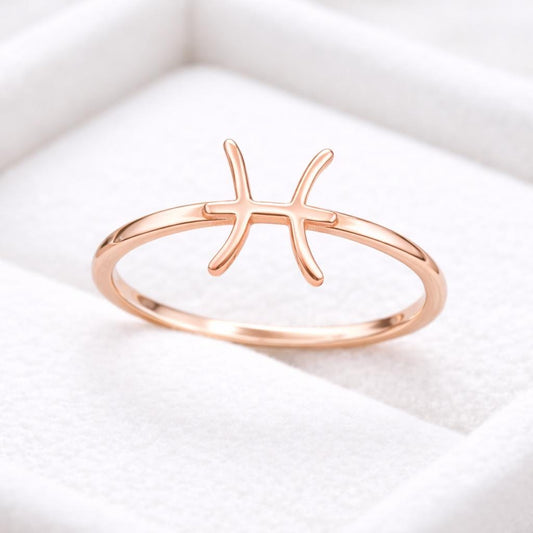 925 Sterling Silver Pisces Ring Minimalist Zodiac Jewelry