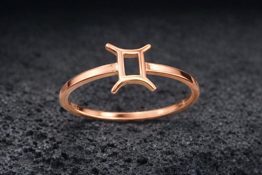925 Sterling Silver Gemini Zodiac Ring Minimalist Horoscope Jewelry