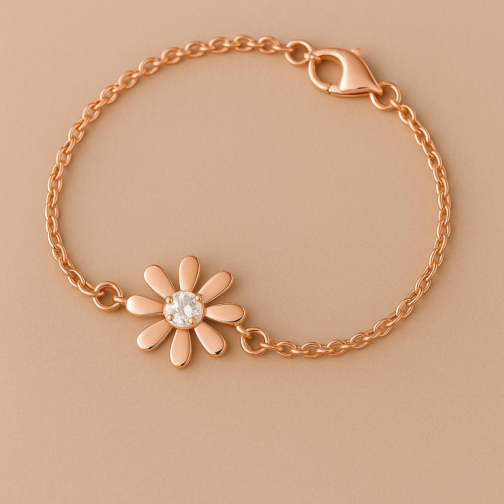 925 Silver Daisy Bracelet CZ Flower Bracelet Minimal Floral Jewelry Gift