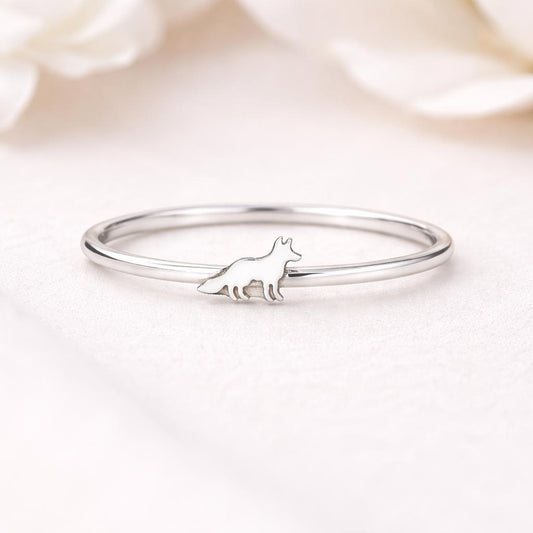 925 Silver Fox Ring Minimal Animal Band Dainty Nature Gift