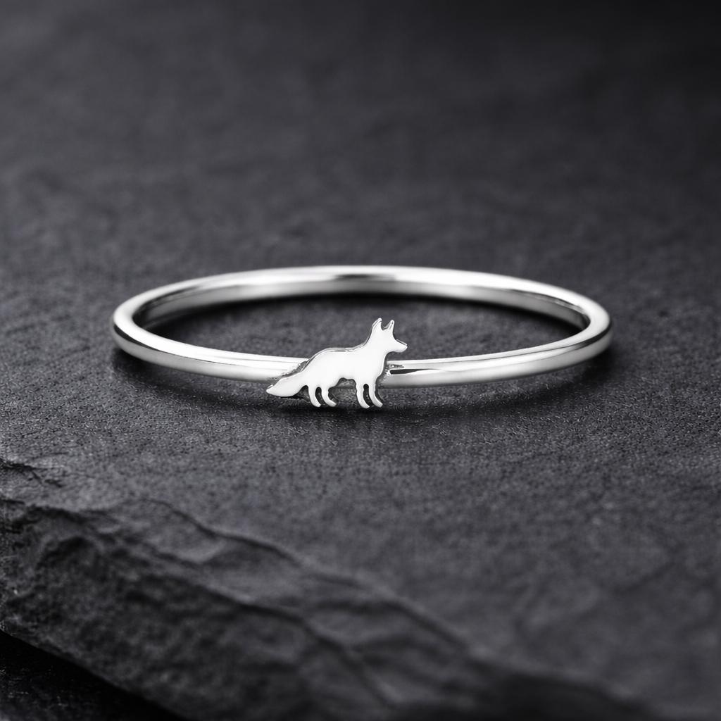 925 Silver Fox Ring Minimal Animal Band Dainty Nature Gift