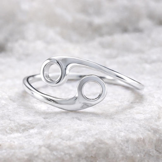 925 Sterling Silver Cancer Zodiac Ring Adjustable Horoscope Jewelry