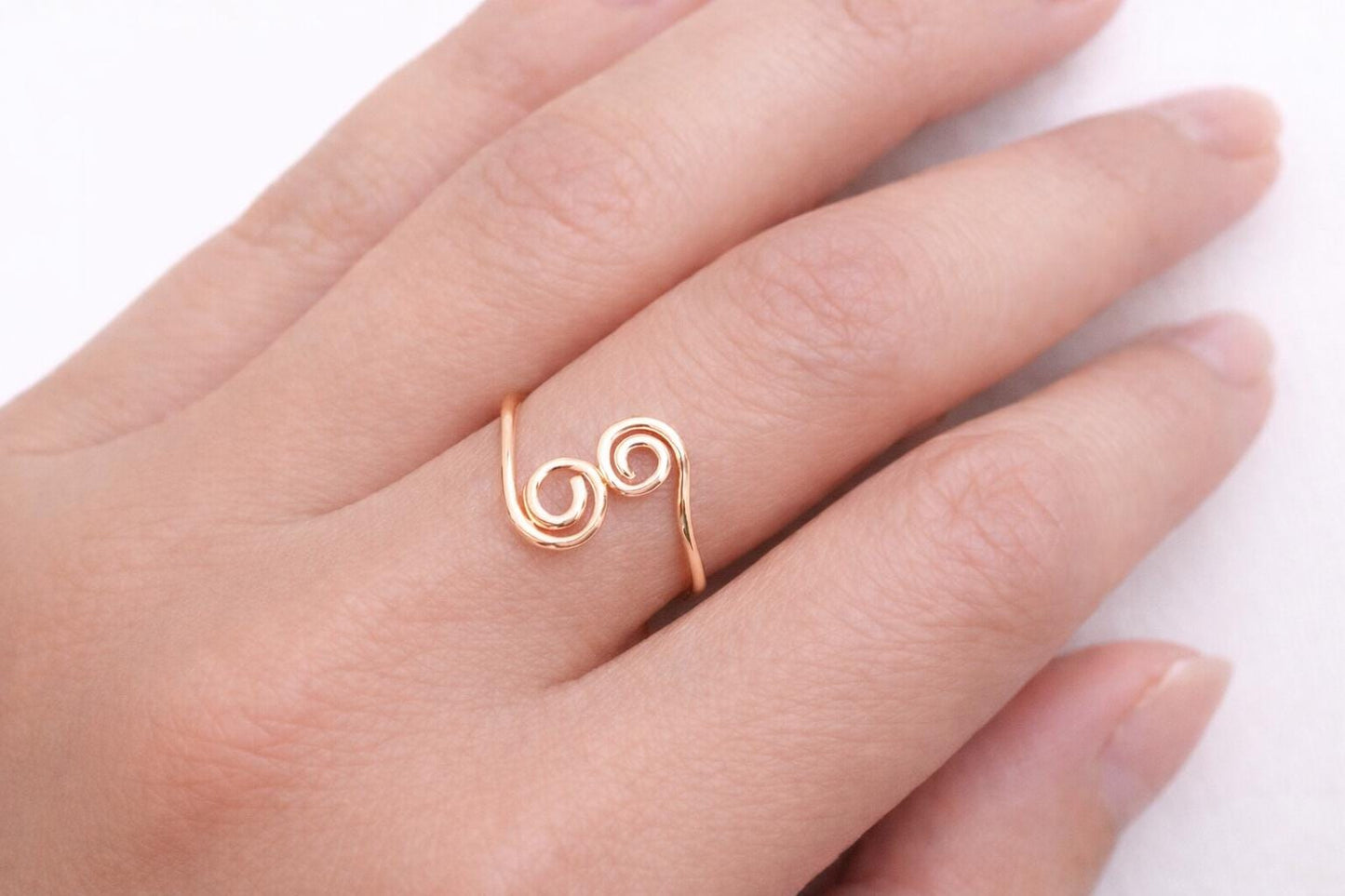 Sterling Silver Spiral Ring â Adjustable Open Swirl, Boho Jewelry