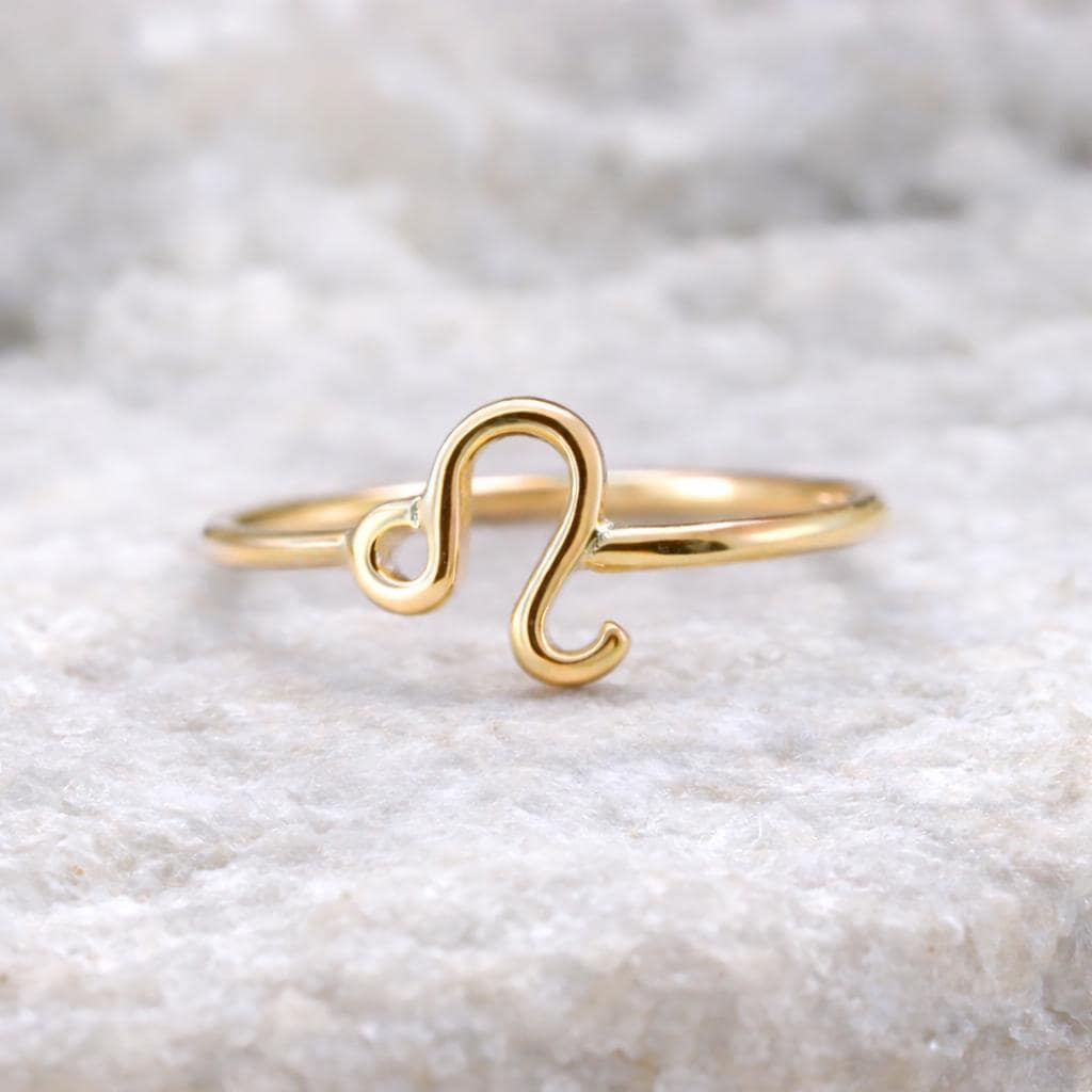 Sterling Silver Leo Zodiac Ring, Minimal Astrology Band, July August Birthday Jewelry