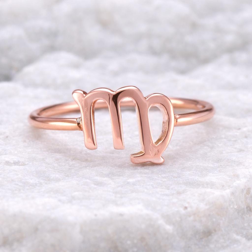 Sterling Silver Virgo Zodiac Ring â Minimal Astrology Band for August/September Birthdays
