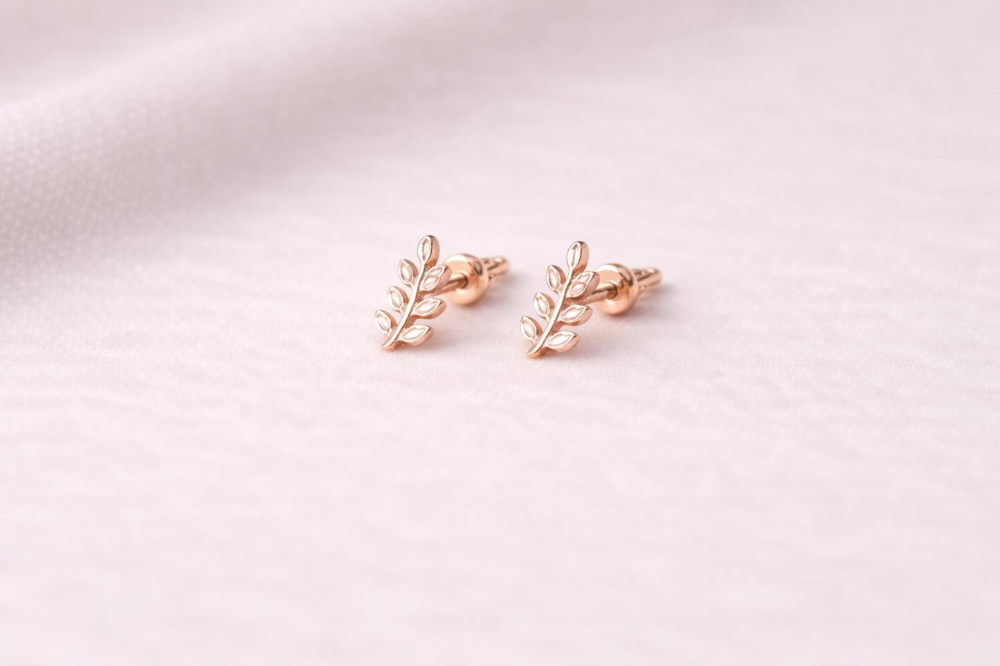 925 Sterling Silver Leaf Stud Earrings â Tiny Branch Leaf Studs â Minimal â Everyday Jewelry