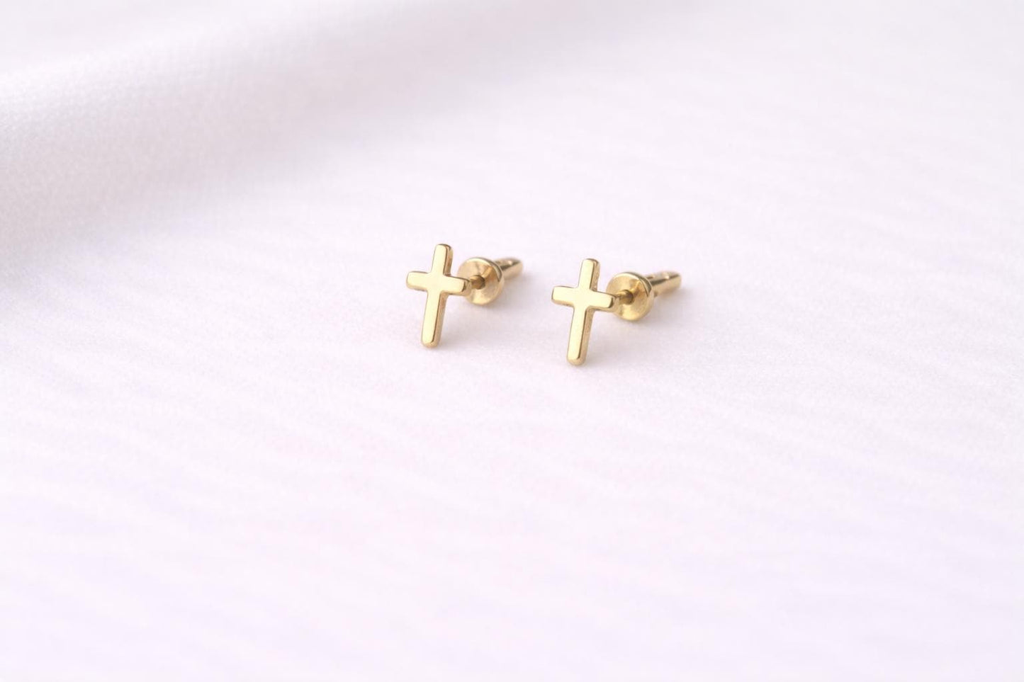 925 Sterling Silver Cross Stud â Tiny Minimal Cross â Dainty Religious â Everyday Jewelry