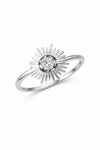 925 Sterling Silver Sunburst CZ Ring, Dainty Celestial Stacking Band, Everyday Sparkle Jewelry