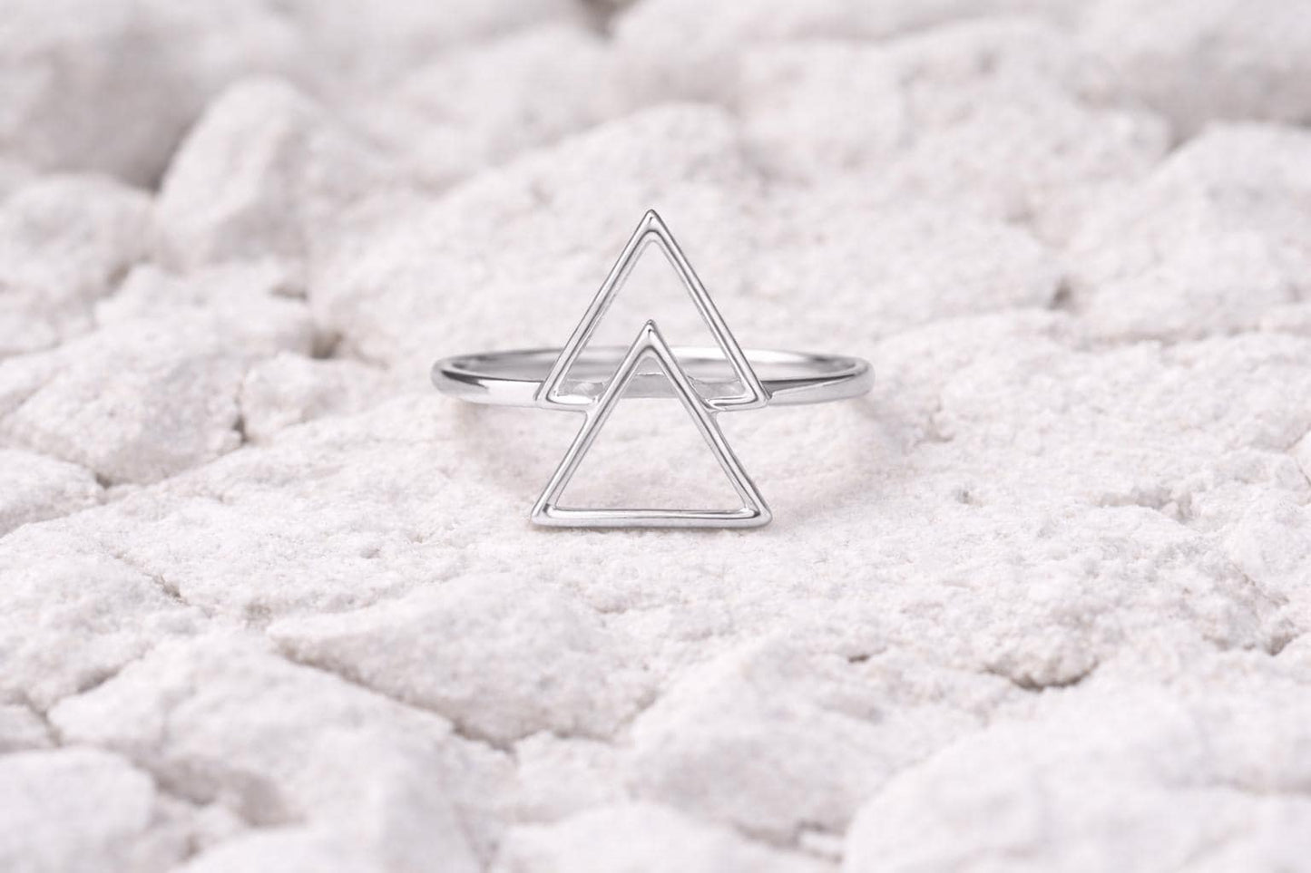 Sterling Silver Double Triangle Ring â Minimalist Geometric Jewelry