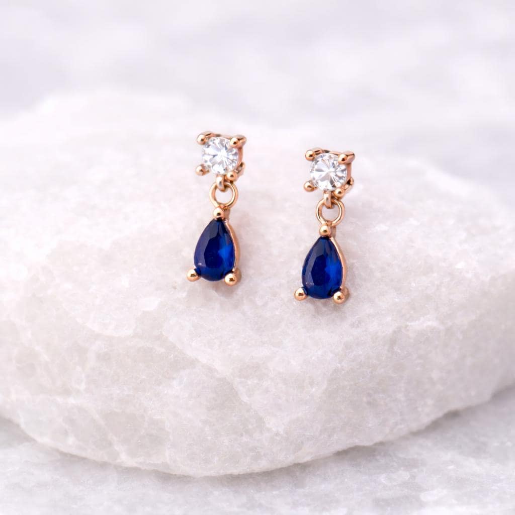 Sapphire Blue CZ Sterling Silver Drop Earrings â Dainty Wedding Jewelry